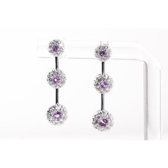 Pink Sapphire and Diamond Earrings
