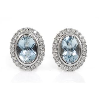 1.37ct Aquamarine and Diamond Earrings