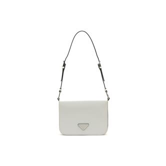 Prada White Brushed Leather Shoulder Bag