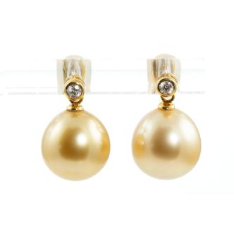 11mm South Sea Pearl & Diamond Earrings