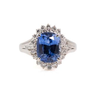 Ceylon Sapphire & Diamond Ring GIA 4.25ct