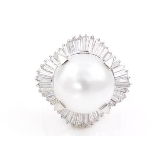 14.7mm South Sea Pearl & Diamond Ring