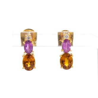 Ceylon Sapphire and Diamond Earrings