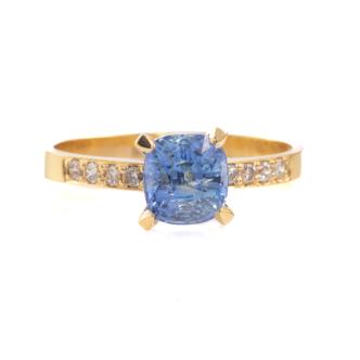 Unheated Ceylon Sapphire & Diamond Ring