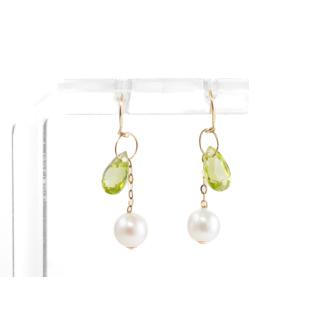 Akoya Pearl and Peridot Earrings
