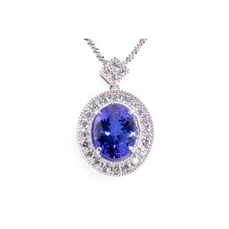 5.33ct Tanzanite and Diamond Pendant