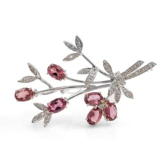 4.25ct Tourmaline and Diamond Brooch