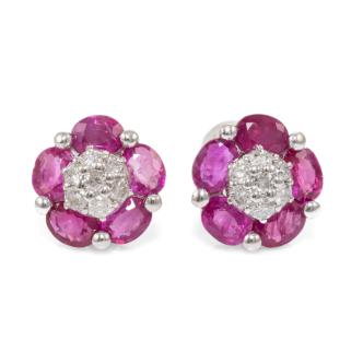 1.22ct Ruby and Diamond Earrings