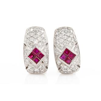 0.63ct Ruby and Diamond Earrings