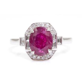 3.22ct Unheated Ruby & Diamond Ring GIA