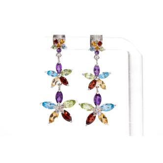 Mixed Gemstone and Diamond Earrings