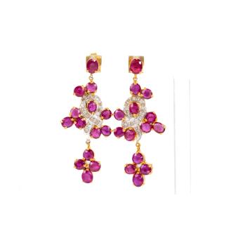 7.00ct Ruby and Diamond Earrings