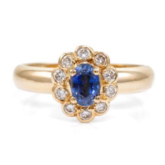 Blue Sapphire and Diamond Ring