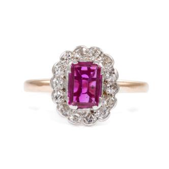 0.88ct Pink Sapphire and Diamond Ring