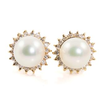 Pearl and Diamond Earrings