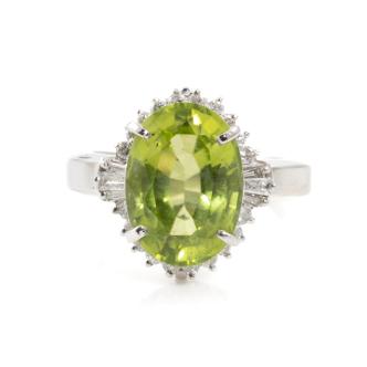 7.02ct Peridot and Diamond Ring