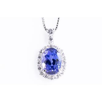 2.09ct Tanzanite and Diamond Pendant