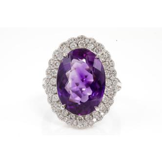 10.33ct Amethyst and Diamond Ring