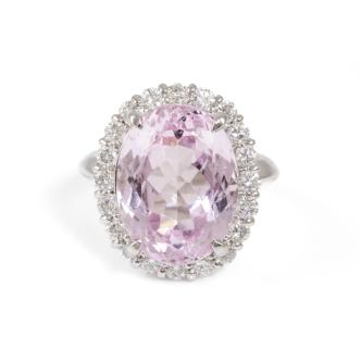 11.89ct Kunzite and Diamond Ring
