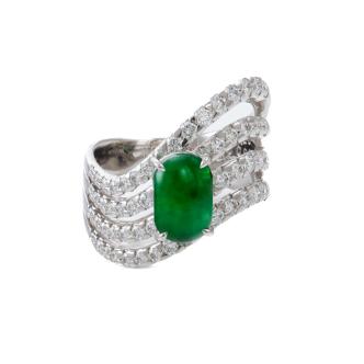 Natural Jadeite Jade & Diamond Ring Platinum 10.9g*