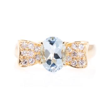 1.00ct Aquamarine and Diamond Ring