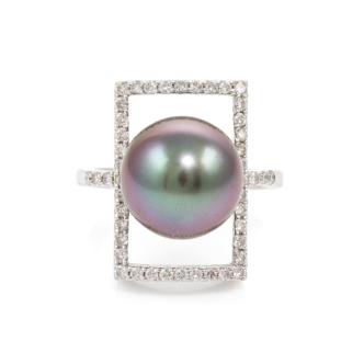 12.8mm Pearl and Diamond Ring