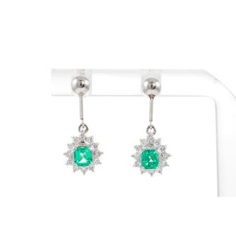 0.87ct Emerald and Diamond Earrings