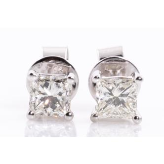 0.94ct Princess cut Diamond Studs