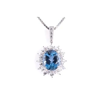 4.49ct Aquamarine and Diamond Pendant