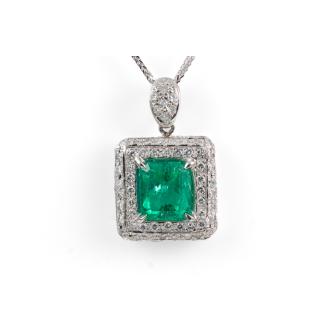 3.85ct Colombia Emerald & Diamond Pendant