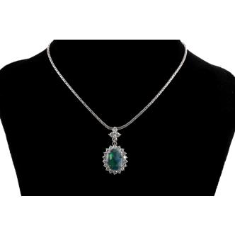 0.89ct Black Opal & Diamond Pendant