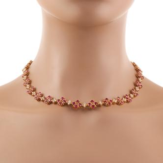 17.18ct Ruby & 2.20ct Diamond 18ct Necklace 52.8g
