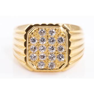 0.74ct Diamond Mens Gold Ring 8.7g