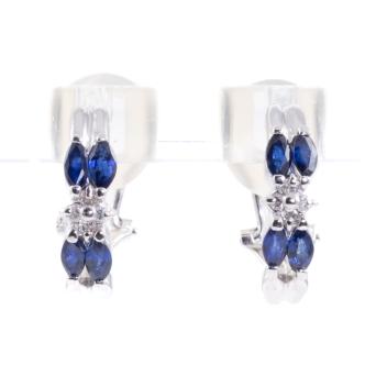 Blue Sapphire and Diamond Earrings