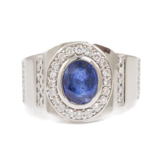1.77ct Sapphire & Diamond Mens Ring, 30g