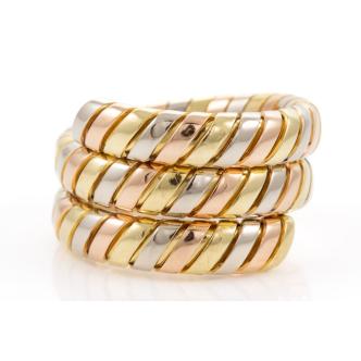 Bvlgari Tubogas Spiral Tri Color Ring