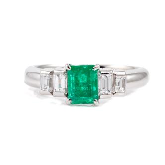 0.76ct Emerald and Diamond Ring