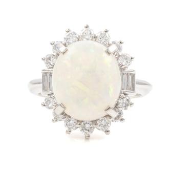 4.22ct White Opal and Diamond Ring