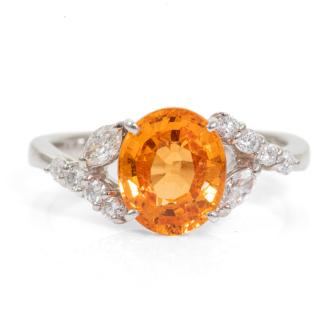 3.12ct Spessartite Garnet & Diamond Ring