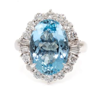 6.74ct Aquamarine and Diamond Ring