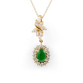 1.24ct Jade and Diamond Pendant