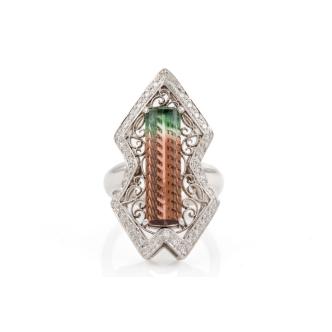 5.78ct Tourmaline & Diamond Ring Platinum 15.9g*