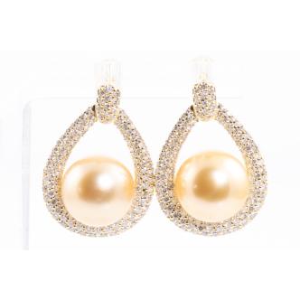 11.7mm South Sea Pearl Diamond Earrings