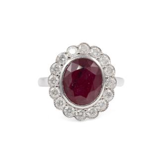 3.89ct Ruby and Diamond Ring