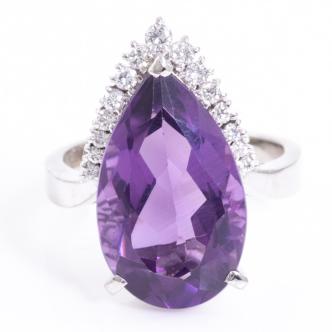 7.75ct Amethyst & Diamond Ring