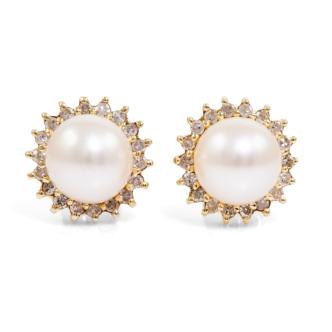 7.2mm Pearl and Diamond Earrings