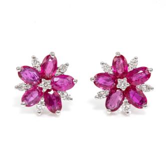 2.80ct Burmese Ruby and Diamond Earrings