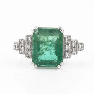 5.78ct Zambian Emerald and Diamond Ring