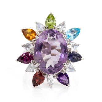 7.50ct Amethyst and Mixed Gemstone Ring