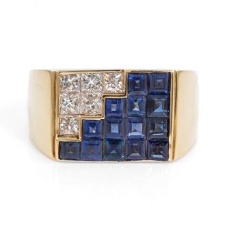 1.80ct Sapphire & Diamond Mens Ring